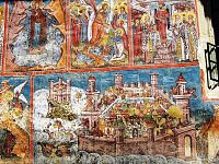 Moldoviţa, freskana vnější zdi  kostela - pád Konstantinopole