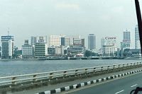 Johor Bahru z causeway od Singapuru