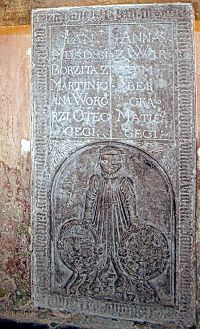 Černovičky, sv, Vavřinec, interiér, náhrobek Kateřiny z Martinic a na Okoři 1532