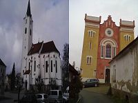 Počátek a cíl výšlapu, pacovský kostel a novocerekvická synagoga.