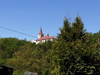 Výhled na kostel sv. Jakuba Skuhrov nad Bělou