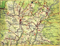 Poválečná turistická mapa i s tehdy používanými symboly