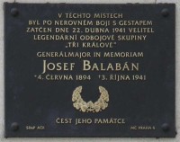 Praha, Dejvice - pamětní deska Josefa Balabána