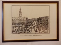 Kresba trhu na Rynku z 1. poloviny 19. století 