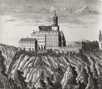 Historiská kresba hradu Ksiąź