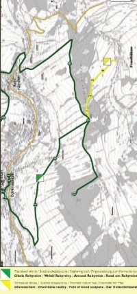Mapka, stezka Dřevosochání je vyznačená žlutě