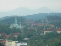 Pohled na Sokolí hory - zoom (vlevo Sokolík, vpravo Křížová hora)