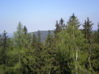 Pohled z rozhledny směrem na Charvát (625m) a Stožec