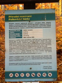 Informační cedule "Přírodní rezervace Pálovické hůrky"