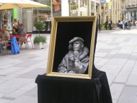 Pouliční umělec v centru Vídně