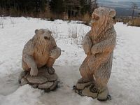 drevené medvede v plnej kráse
