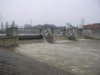 Jez na Bečvě při začínající povodni