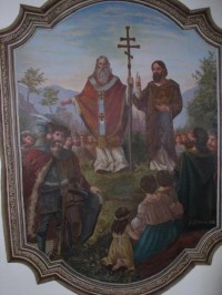 Obraz na stropě  v kapli - Cyril a Metoděj