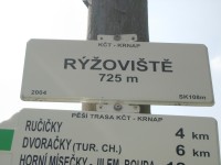 Detail rozcestníku Rýžoviště