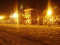 Pszczyna - náměstí, radnice v pozadí