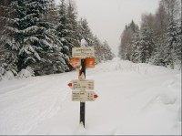 Na východ: Východním směrem odbočuje lyžařská cesta na Gruberg. 