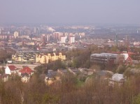 Výhled z haldy Terezie-Ema: západ - Slezská Ostrava,Nová radnice,historické jádro města