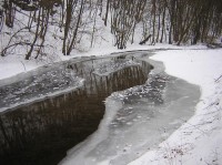 Zamrzlé jezírko v údolí Říčky