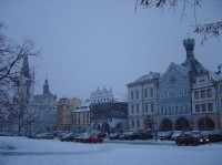 Litoměřice - vzácný sníh: Litoměřice - Náměstí míru...