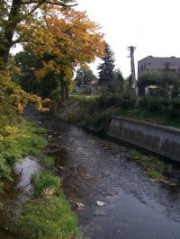 Husí potok: Pohled na potok protékající obcí
