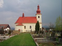 pohled na kostel ze hřbitova