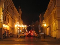ulice Kouřimská: noční vánoční