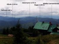 Jaworzyna - lokalizace vrcholu při pohledu z Wielkej Raczy (červen 2013)