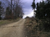 Schronisko PTTK na Magurce Wilkowickiej - pohled na vrchol Magurky od severu(duben 2012)