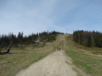 Klimczok - pohled na vrchol ze sedla Siodło pod Klimczokiem - duben 2016