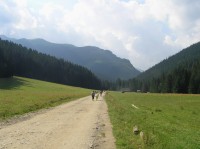 Dolina Kościeliska- za první branou - polana Wyźnia Kira Mietusia (v pozadí Červené vrchy)