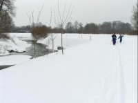u Lubiny:  Asi 1,5 km přes soutokem s Odru. - zima 2006