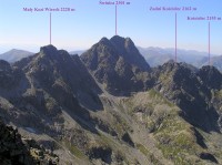 Mały Kozi Wierch - lokalizace vrcholu z Granatu (září 2009)