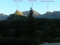 Świnica - lokalizace vrcholu při pohledu z Doliny Gaisenicowej (září 2009)