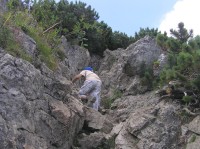 Veľký Rozsutec - na řetězech na trase k vrcholu (srpen 2010)