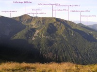 Veľká kopa - pohled od severu - lokalizace vrcholů