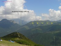 Iwaniacka Przełęcz - pohled z vrcholu Grześ (Lúčna - červenec 2008)  