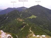 Malá kopa - lokalizace vrcholu při pohledu ze Sivého vrcha (červenec 2008)