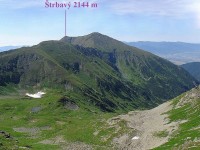 Štrbavý - lokalizace vrcholu v bočním hřebeni Barancov (pohled z Pačlivého - červen 1998)
