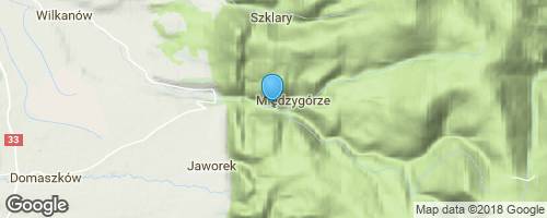 Międzygórze - vodopád na řece Wilczce (Wodospad Wilczki) mapa