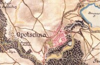 mapa 18. století: Výřez mapy 1. vojenského mapování (tzv. Josefské)