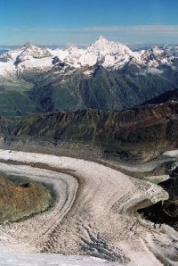 Weisshorn a obri ledovec Gornergletscher