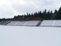 Tribuny na stadionu Vysočina Arény před dostavbou v r 2011