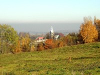 Supíkovice: Supíkovice, střed obce, kostel sv. Hedviky