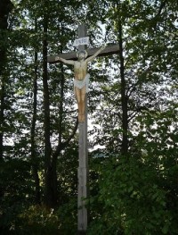 Jívová: Kříž po pravé straně silnice na Olomouc