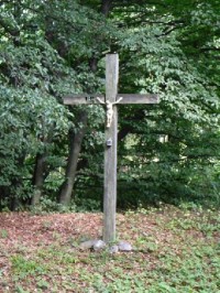 Hlubočky - POSLUCHOV: 008_Kousek od stavení stojí (po pravé straně turistické cesty z Radíkova k Posluchovu) dřevěný kříž.