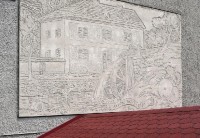 Hnojice: Detail výzdoby boční stěny bývalého mlýna