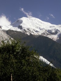 Mont Blanc z kempu v Chamonix,Francie