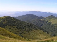 Meškalka - pohled z klesání z Malého Kriváňa (vrchol v popředí, úplně vlevo- srpen 2011)