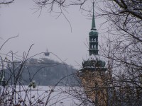 Děkanský chrám a Hněvín náhodně se sněhem