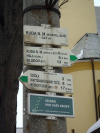 Rozcestník Ruda nad Moravou kostel - 18.2.2012